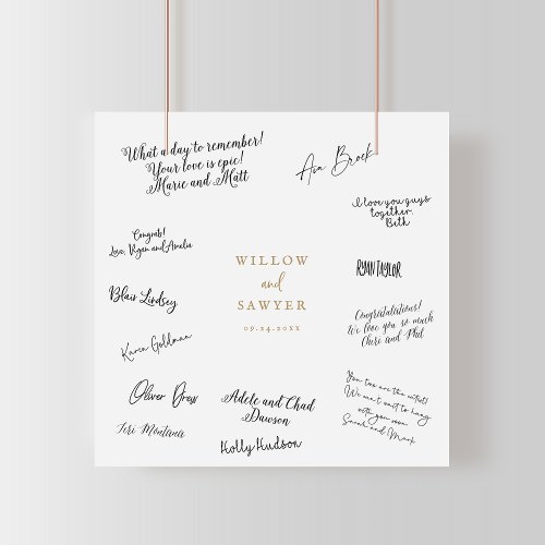 Rustic Gold Script Wedding Guest Signing Poster