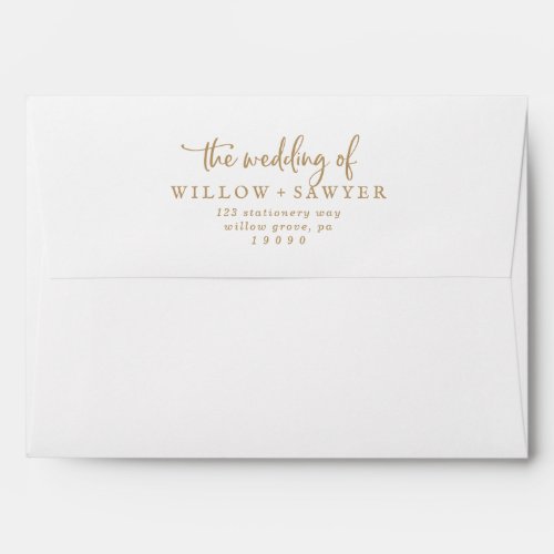 Rustic Gold Script Wedding Invitation Envelope