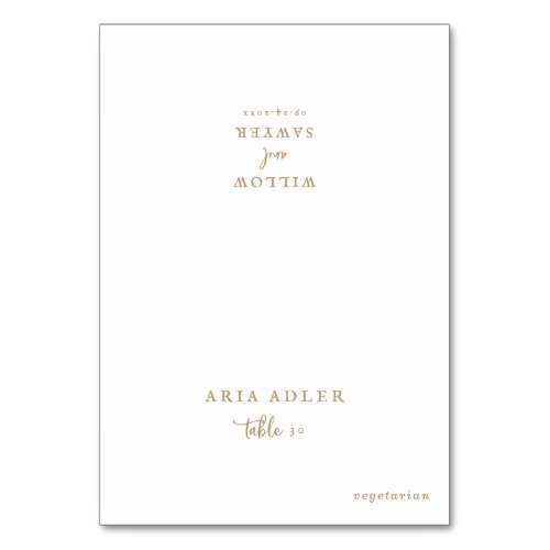 Rustic Gold Script Wedding Menu Option Place Cards