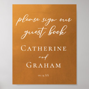 Rustic Gold Sign Our Wedding Guest Book Poster