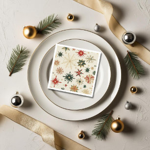 Rustic Gold Snowflakes pattern Christmas Napkins