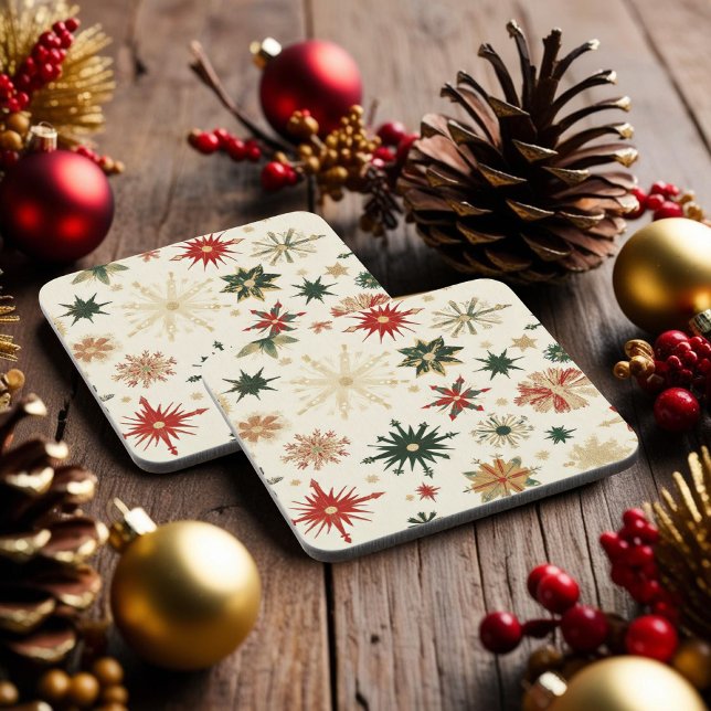 Rustic Gold Snowflakes pattern Holidays Beverage Coaster (Rustic Gold Snowflakes pattern Holidays Beverage Coaster)