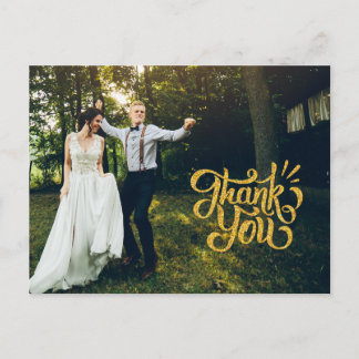 Rustic Gold Sparkle Wedding Thank You Postcards