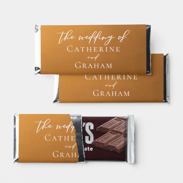 Rustic Gold Typography Custom Simple Fall Wedding Hershey Bar Favors (Front)