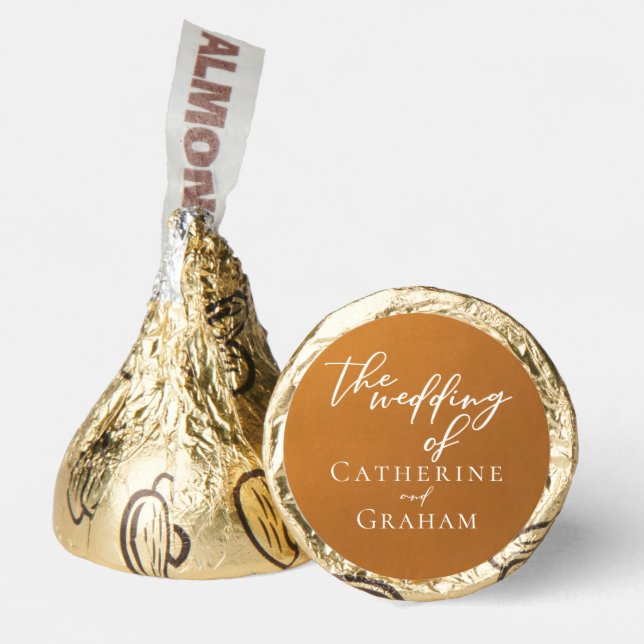 Rustic Gold Typography Custom Simple Fall Wedding Hershey®'s Kisses® (Front)