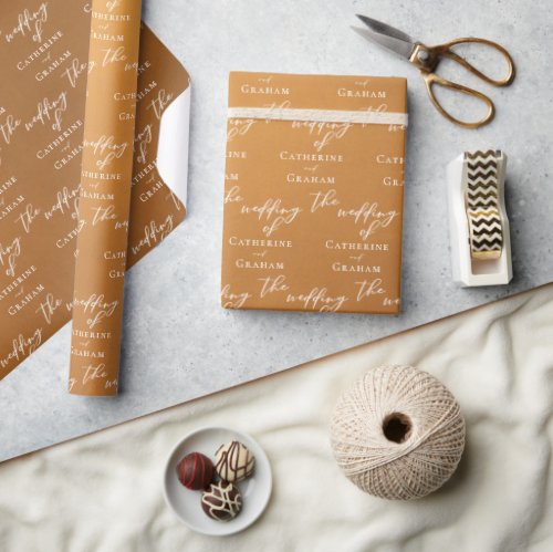 Rustic Gold Typography Custom Simple Fall Wedding Wrapping Paper