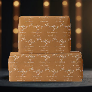 Rustic Gold Typography Custom Simple Fall Wedding Wrapping Paper