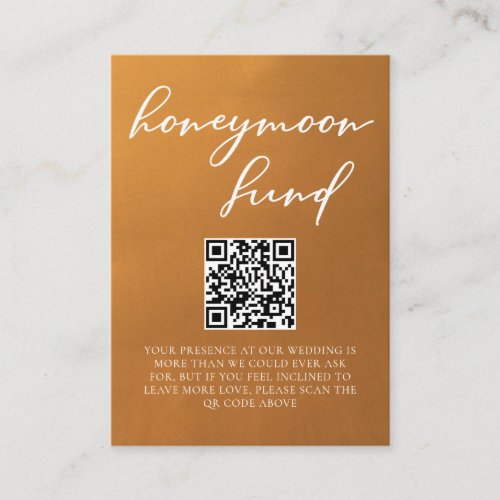 Rustic Gold Typography Fall Wedding Honeymoon Fund Enclosure Card
