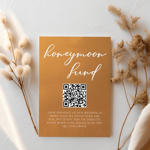 Rustic Gold Typography Fall Wedding Honeymoon Fund Enclosure Card