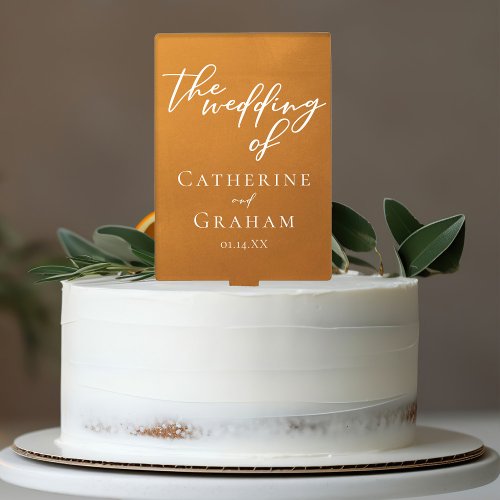 Rustic Gold Typography Simple Fall Wedding Cake Topper