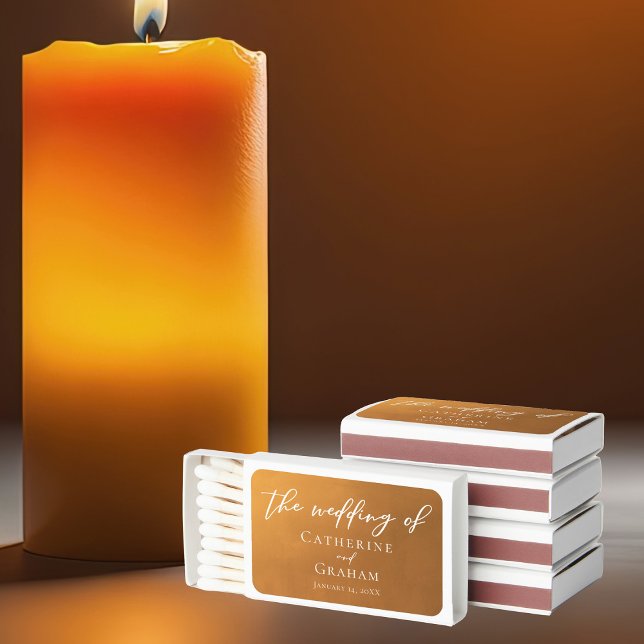 Rustic Gold Typography Simple Fall Wedding Favor Matchboxes (Creator Uploaded)