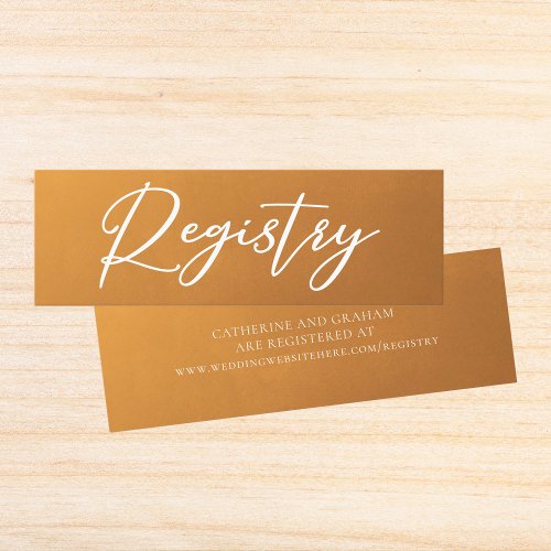 Rustic Gold Typography Simple Wedding Registry Mini Business Card