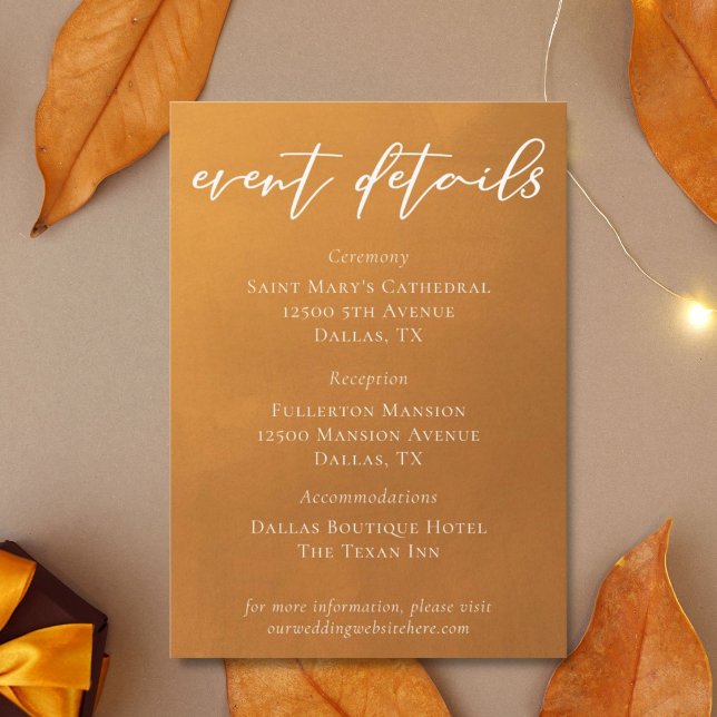 Rustic Gold Typography Wedding Event Details Enclosure Card (Creator Uploaded)