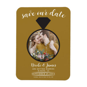 Rustic Gold Wedding Ring Photo Save the Date Magnet