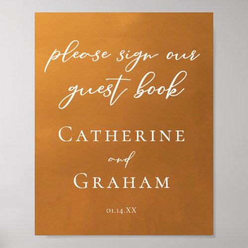 Rustic Gold Wedding Sign Our Guest Book Poster