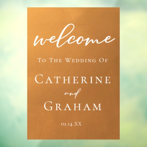 Rustic Gold Welcome to Our Wedding Chic Autumn Window Cling