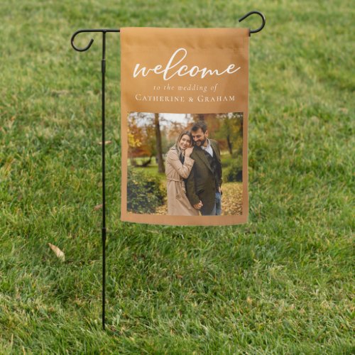 Rustic Gold Welcome to Our Wedding Chic Photo Garden Flag