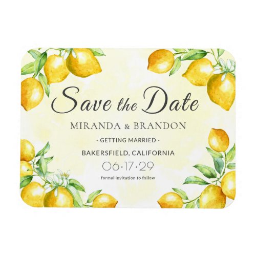 Rustic Gold Wreath Lemon Summer Boho Save the Date Magnet