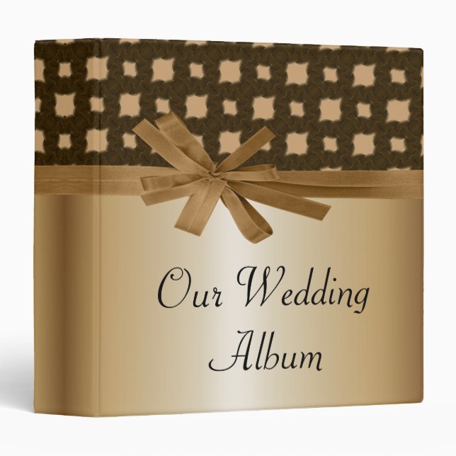 Rustic Golden Bow & Rope Country Wedding Binder (Front/Spine)