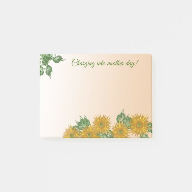 Rustic Golden Flowers, Greenery, and Leaves Post-it Notes (Front)