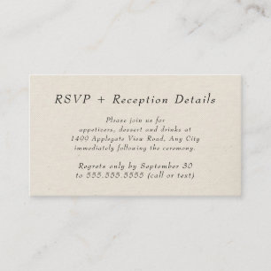 Rustic Golden Greenery reception details + rsvp Enclosure Card