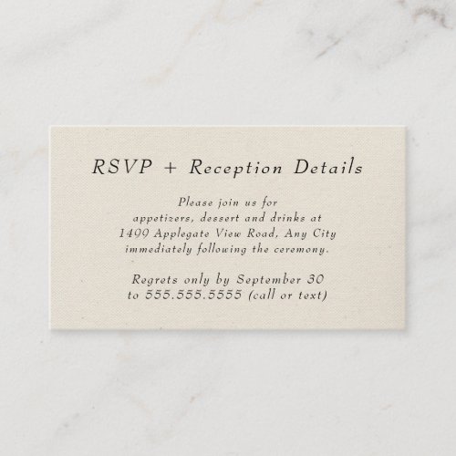 Rustic Golden Greenery reception details  rsvp Enclosure Card