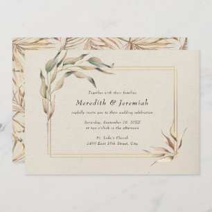 Rustic Golden Greenery Wedding Invitation