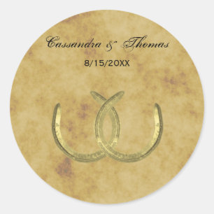 Rustic Golden Horseshoes Silver Wht envelope seals
