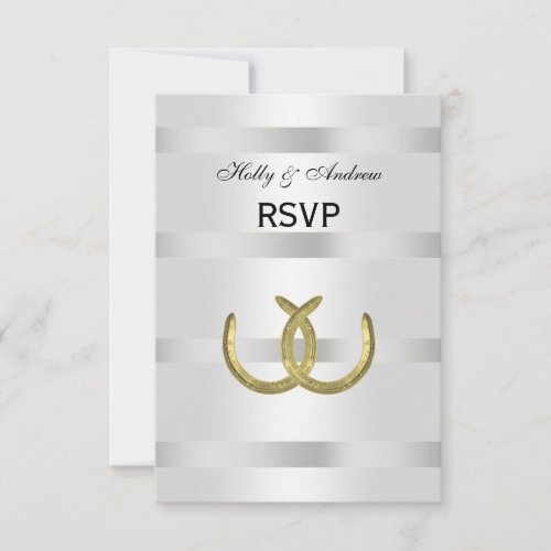 Rustic Golden Horseshoes Silver Wht RSVP