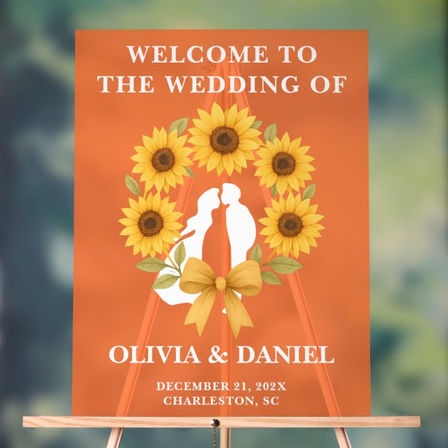 Rustic Golden Sunflower Fall Wedding Welcome Acrylic Sign (Neutral)