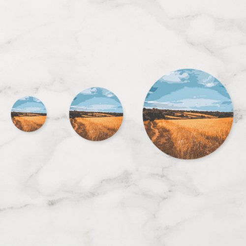 Rustic Golden Sunlit Summer Field Country Elegant Confetti