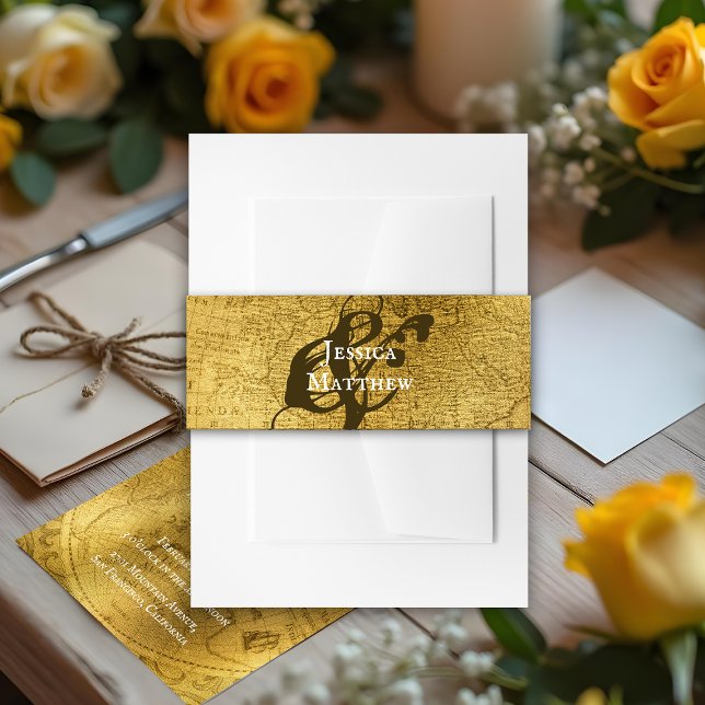 Rustic Golden Wedding Invitation Belly Band (Rustic Golden Wedding Invitation Belly Band)