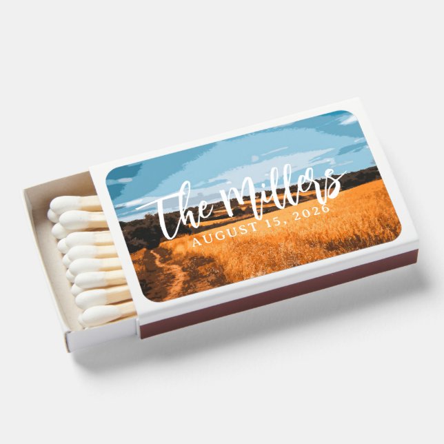 Rustic Golden Wheat Sunlit Country Summer Matchboxes (Front Open)