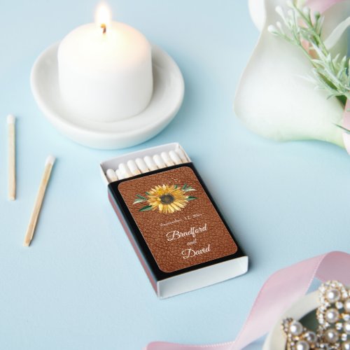 Rustic Golden yellow Sunflower wedding Favor Matchboxes