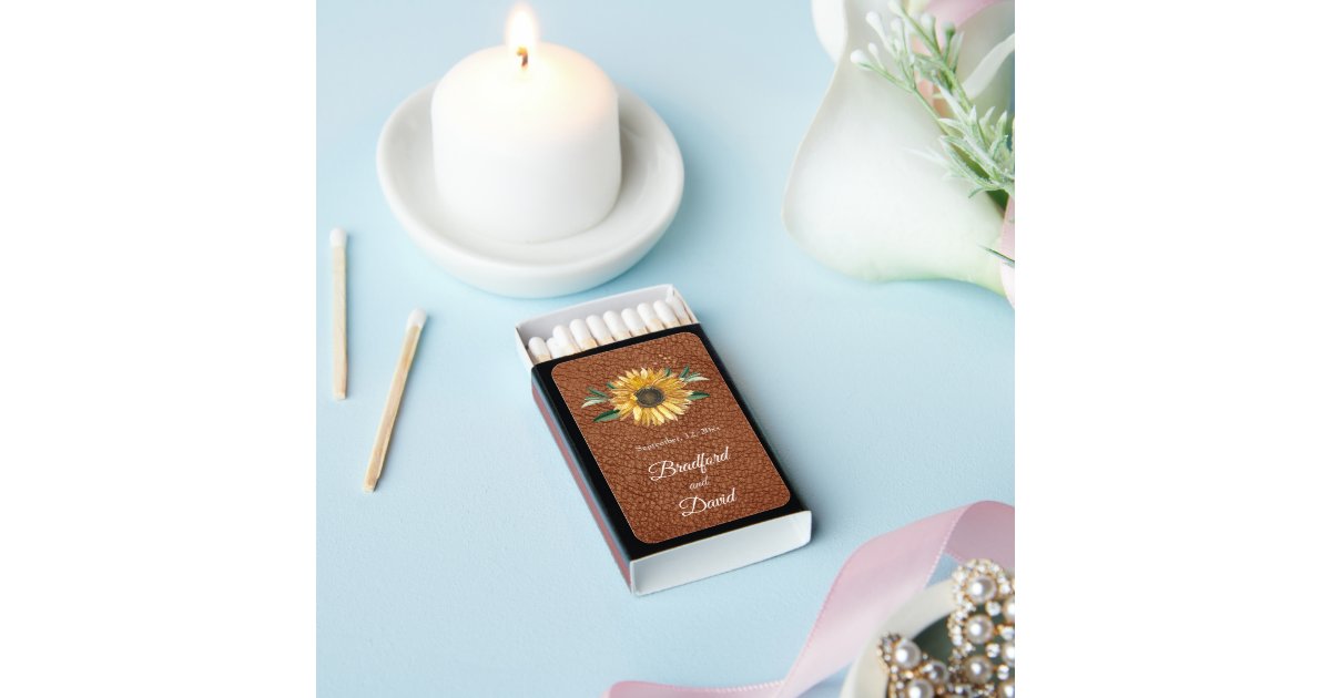 Rustic Golden yellow Sunflower wedding Favor Matchboxes Zazzle