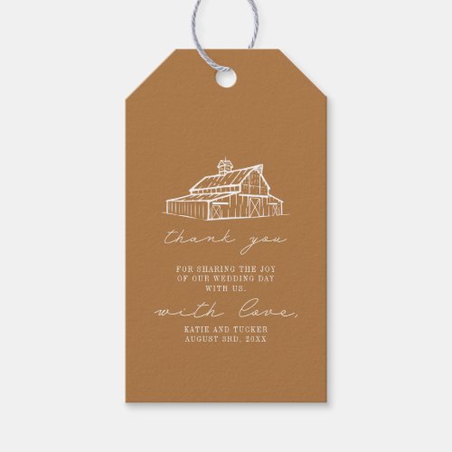 Rustic Goldenrod Barn Farm Wedding Thank You Gift Tags