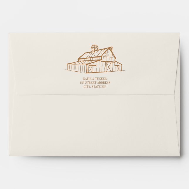 Rustic Goldenrod Fall Farm Wedding Envelope (Back (Top Flap))