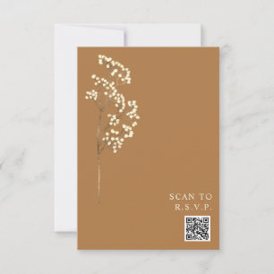 Rustic Goldenrod Gypsophila QR Code Wedding RSVP