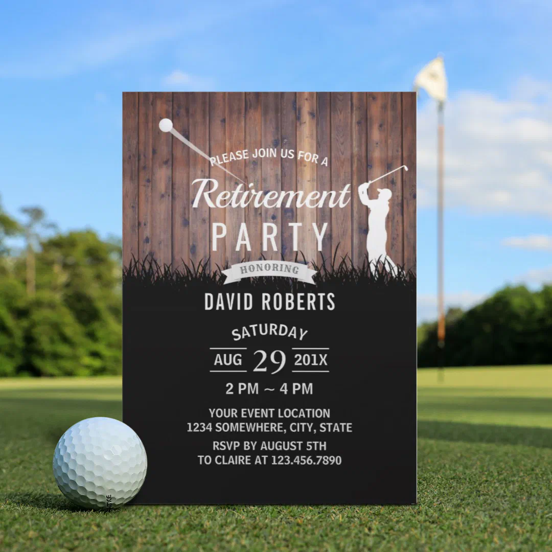 Rustic Golf Sport Retirement Party Invitation (Creator Uploaded)