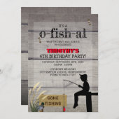 Rustic 'Gone Fishing' Kids Birthday Party Invitation (Front/Back)