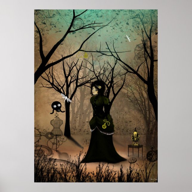 Rustic Goth Steampunk Art Victorian Girl Poster (Front)