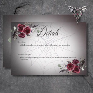 Rustic Gothic Black & Burgundy Halloween Details Enclosure Card