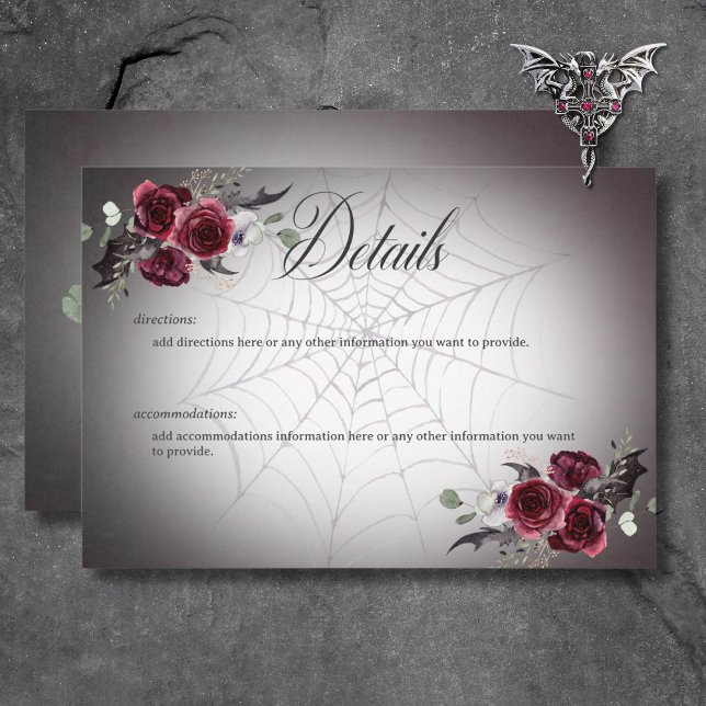 Rustic Gothic Black & Burgundy Halloween Details Enclosure Card (Rustic Gothic Black & Burgundy Halloween Details Enclosure Card)