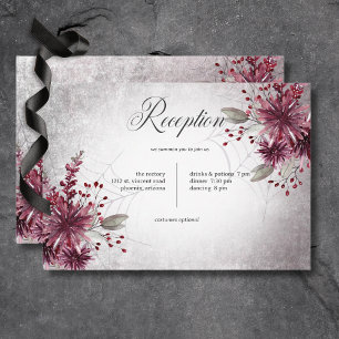 Rustic Gothic Black & Burgundy Halloween Reception Enclosure Card