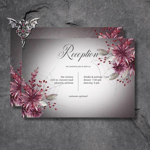 Rustic Gothic Black  Burgundy Halloween Reception Enclosure Card