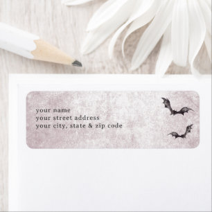 Rustic Gothic Black & Burgundy Halloween Shower Label