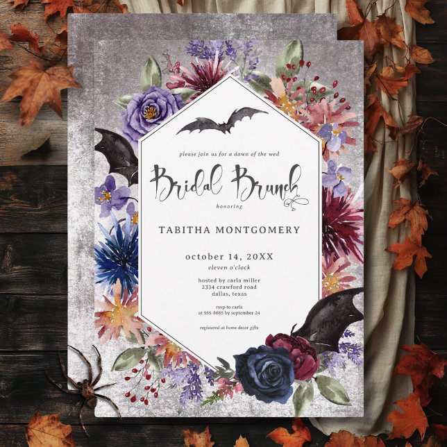 Rustic Gothic Colors Halloween Bridal Brunch Invitation (Rustic Gothic Colors Halloween Bridal Brunch Invitation)
