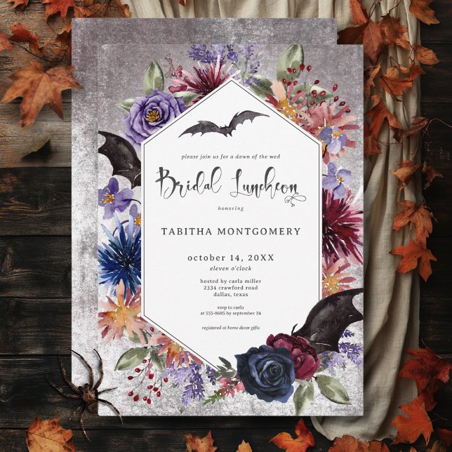 Rustic Gothic Colors Halloween Bridal Luncheon Invitation (Rustic Gothic Colors Halloween Bridal Luncheon Invitation)