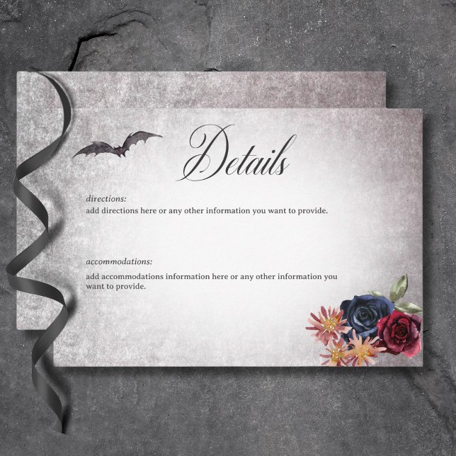 Rustic Gothic Colors Halloween Wedding Details Enclosure Card (Rustic Gothic Colors Halloween Wedding Details Enclosure Card)