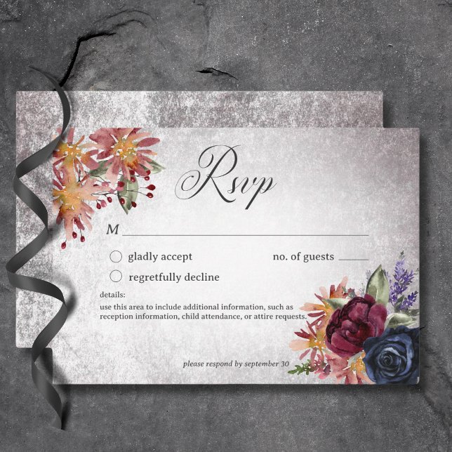 Rustic Gothic Colors Halloween Wedding No Dinner RSVP Card (Rustic Gothic Colors Halloween Wedding No Dinner RSVP Card)